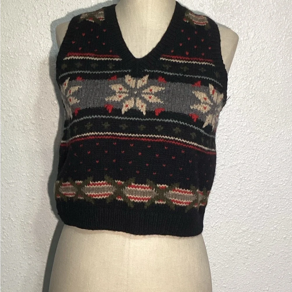 J.crew vintage wool knit jacquard vest size small